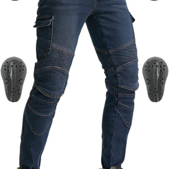 Volero Motorcycle Stretch Jeans Denim Pants w Knee & Hip Protect Pads M 30"-32" - Picture 4 of 5